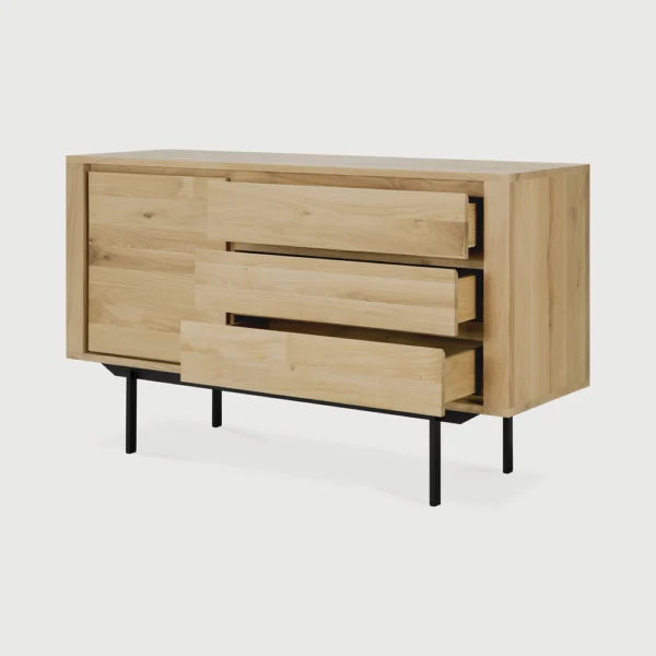 Contemporary Solid Oak Sideboard with Black Metal Base furniture algarve shop buy