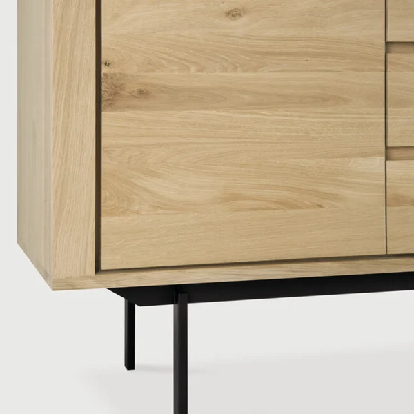 Contemporary Solid Oak Sideboard with Black Metal Base furniture algarve shop buy