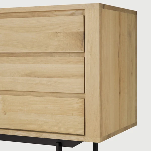 Contemporary Solid Oak Sideboard with Black Metal Base furniture algarve shop buy