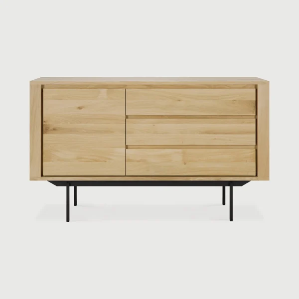 Contemporary Solid Oak Sideboard with Black Metal Base furniture algarve shop buy