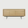 Contemporary Solid Oak Sideboard with Black Metal Base furniture algarve shop buy