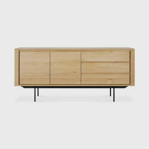 Contemporary Solid Oak Sideboard with Black Metal Base furniture algarve shop buy