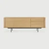 Contemporary Solid Oak Sideboard with Black Metal Base furniture algarve shop buy