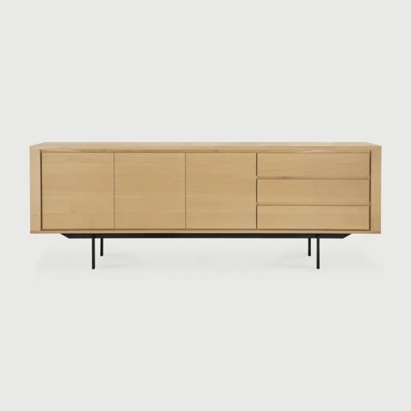 Contemporary Solid Oak Sideboard with Black Metal Base furniture algarve shop buy