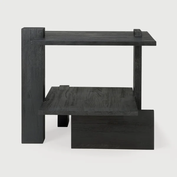 Stunning Abstract Black Teak Wood Side Table - Image 4