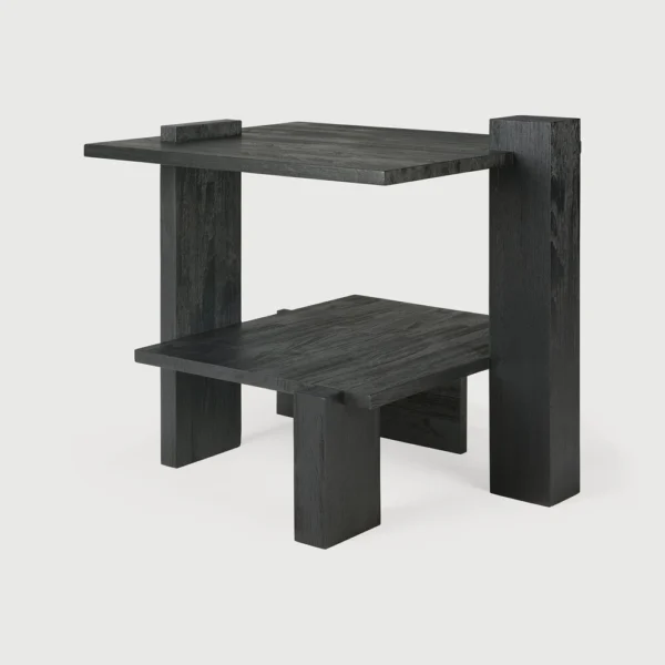 Stunning Abstract Black Teak Wood Side Table - Image 3