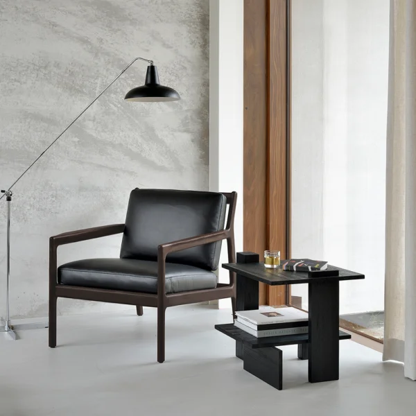 Stunning Abstract Black Teak Wood Side Table - Image 9
