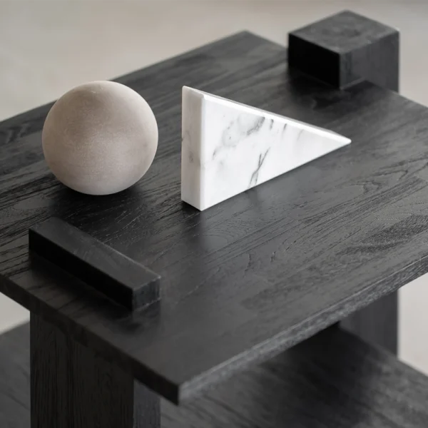 Stunning Abstract Black Teak Wood Side Table - Image 10