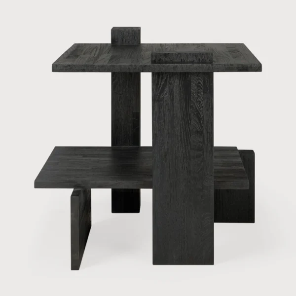 Stunning Abstract Black Teak Wood Side Table - Image 2