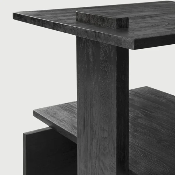 Stunning Abstract Black Teak Wood Side Table - Image 7