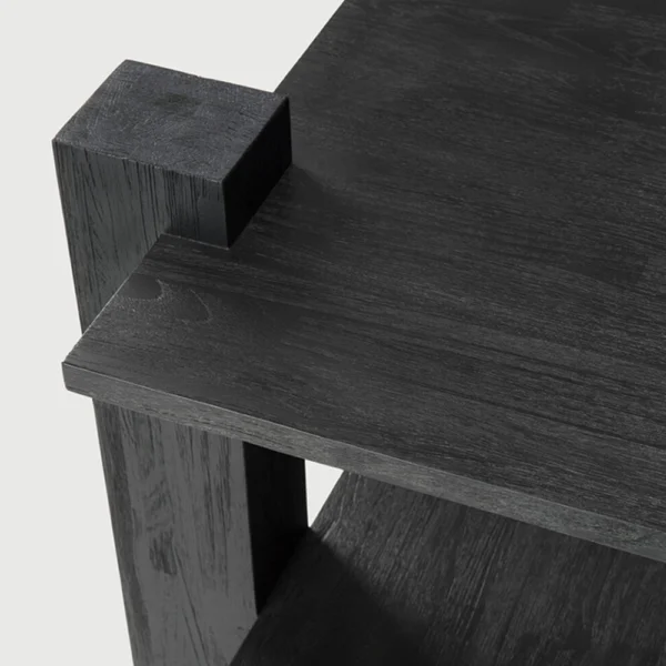 Stunning Abstract Black Teak Wood Side Table - Image 6