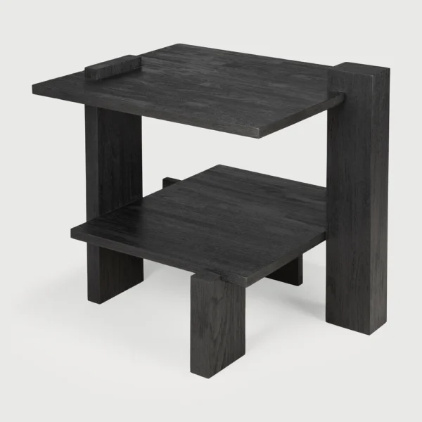 Stunning Abstract Black Teak Wood Side Table - Image 5