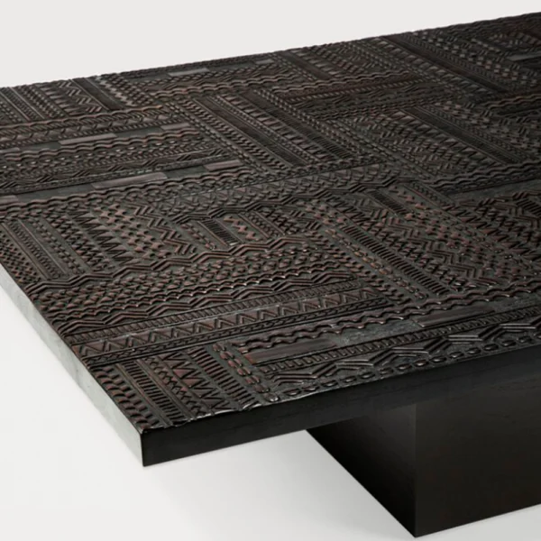 Contemporary Detailed Wood Coffee Table – Image 2