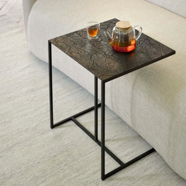 Geometric Side Table in Metal and Mineral - Image 8