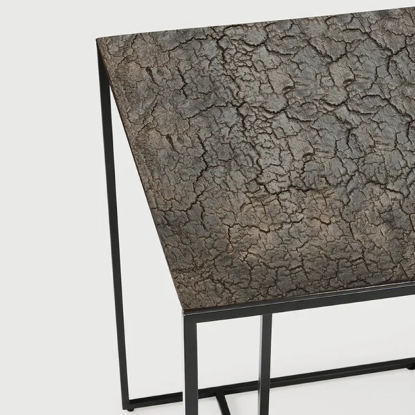 Geometric Side Table in Metal and Mineral - Image 5
