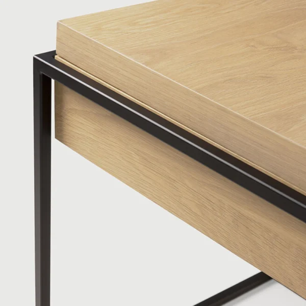 Minimalist Style Solid Oak Wood and Iron Side Table - Image 6