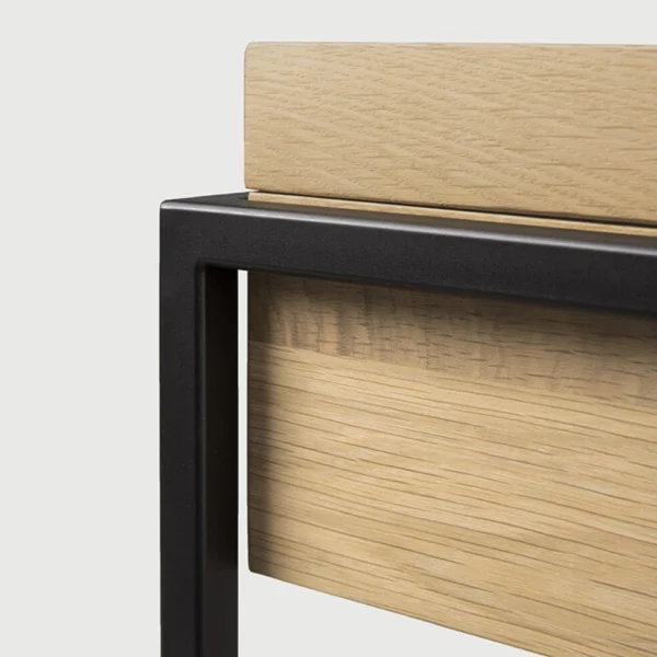 Minimalist Style Solid Oak Wood and Iron Side Table - Image 7