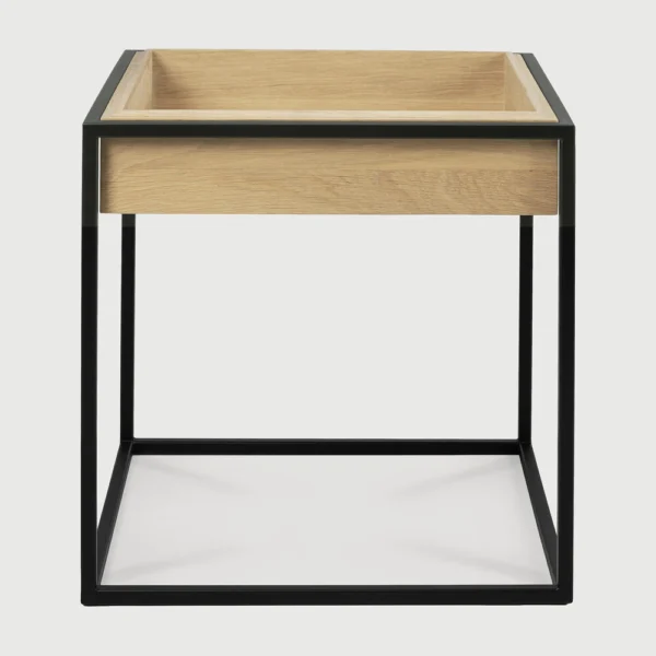 Minimalist Style Solid Oak Wood and Iron Side Table - Image 3