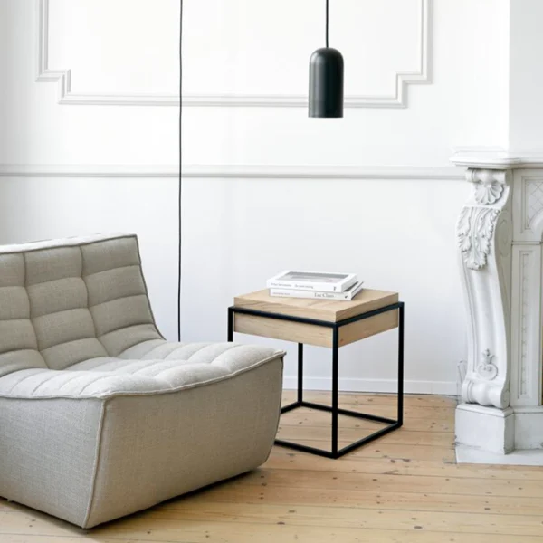 Minimalist Style Solid Oak Wood and Iron Side Table - Image 9