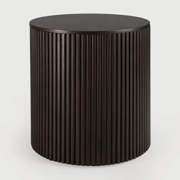 Solid Dark Mahogany Wood Side Table With Storage