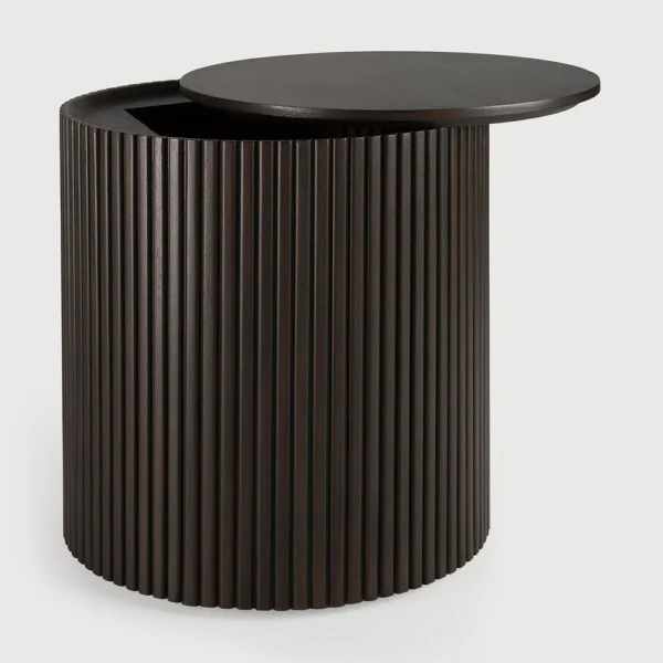 Solid Dark Mahogany Wood Side Table With Storage - Image 2