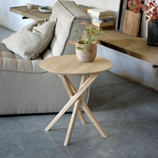 Iconic Styled Solid Oak Wood Side Table - Image 4