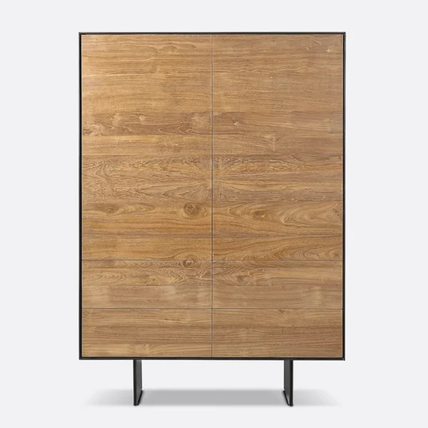 Natural Reclaimed Solid Teak Wood and Black Iron Cabinet Furniture Decor Algarve Oliveira Tavira Shop