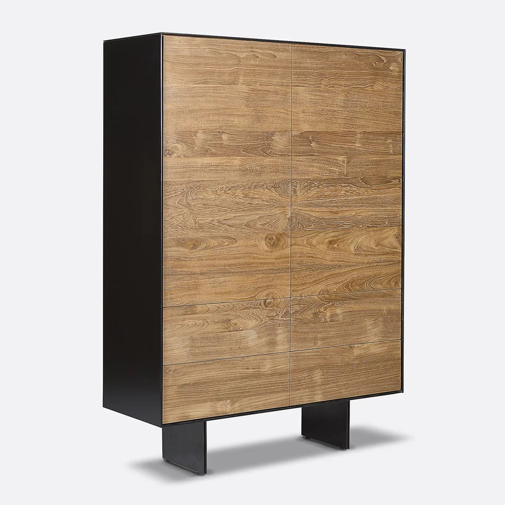 Natural Reclaimed Solid Teak Wood and Black Iron Cabinet Furniture Decor Algarve Oliveira Tavira Shop