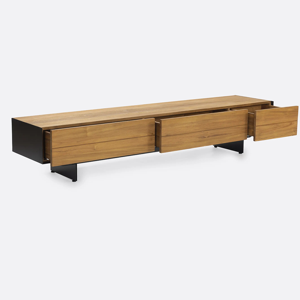 Natural Reclaimed Solid Teak Wood and Black Iron TV Cabinet Furniture Decor Algarve Oliveira Tavira Shop
