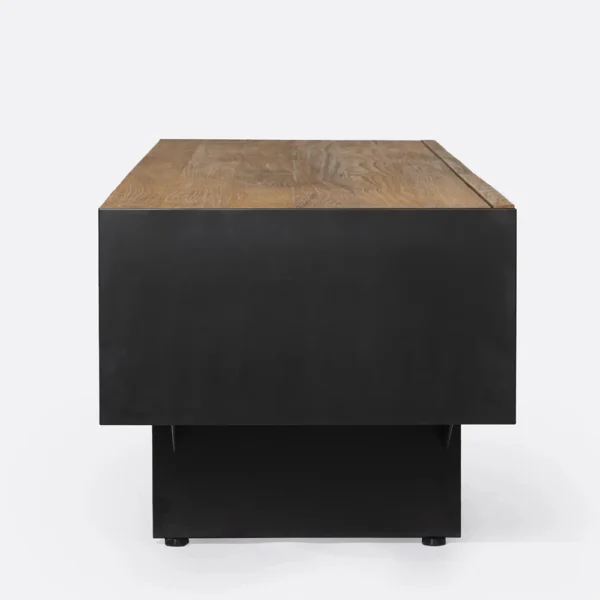 Natural Reclaimed Solid Teak Wood and Black Iron TV Cabinet Furniture Decor Algarve Oliveira Tavira Shop