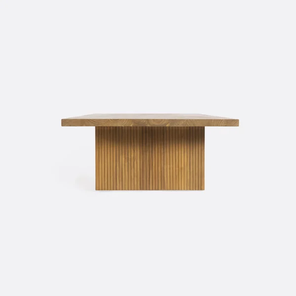 Beautiful Solid Teak Wood Coffee Table with Parallel Line Carved Detail Furniture Decor Algarve Oliveira Tavira Shop