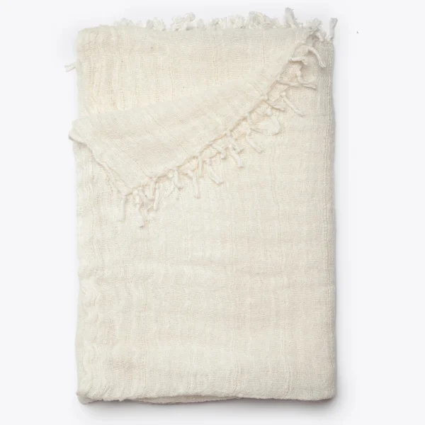 Stone Washed White Linen Throw - Model CHITKI - 100% Linen Furniture Decor Algarve Oliveira Tavira Shop