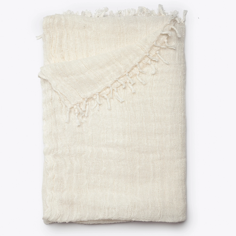 Stone Washed White Linen Throw - Model CHITKI - 100% Linen Furniture Decor Algarve Oliveira Tavira Shop