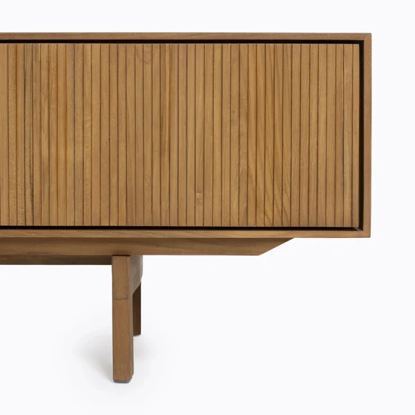 Stunning Solid Teak Wood TV Cabinet with Carved Parallel Line Detailing Furniture Decor Algarve Oliveira Tavira Shop