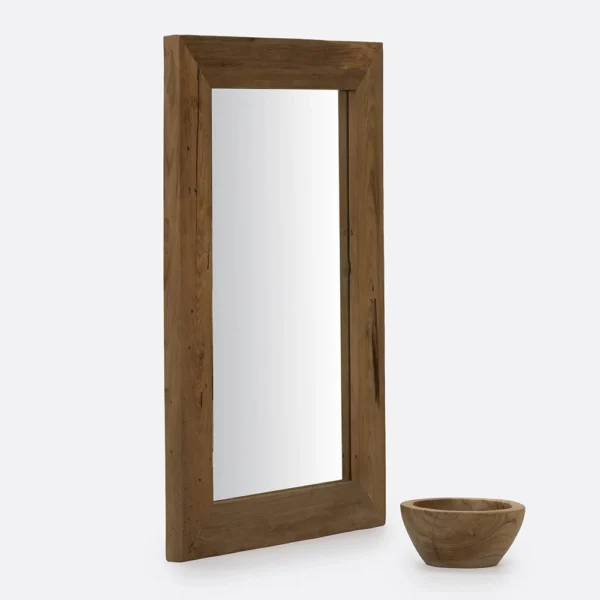 Rustic Solid Teak Wood Mirror with Naturally Eroded Finish Furniture Decor Algarve Oliveira Tavira Shop
