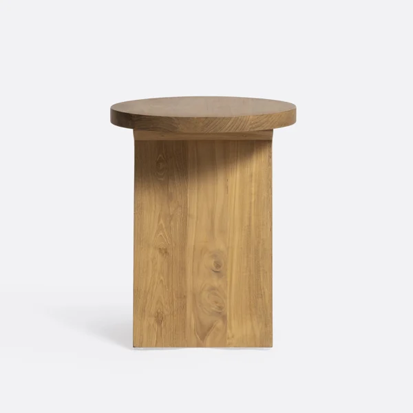 Solid Natural Teak Wood Round Side Table Furniture Decor Algarve Oliveira Tavira Shop