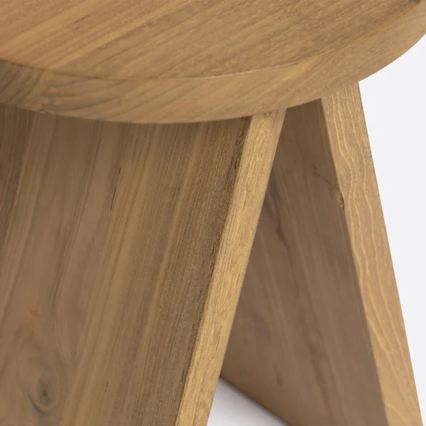 Solid Natural Teak Wood Round Side Table Furniture Decor Algarve Oliveira Tavira Shop