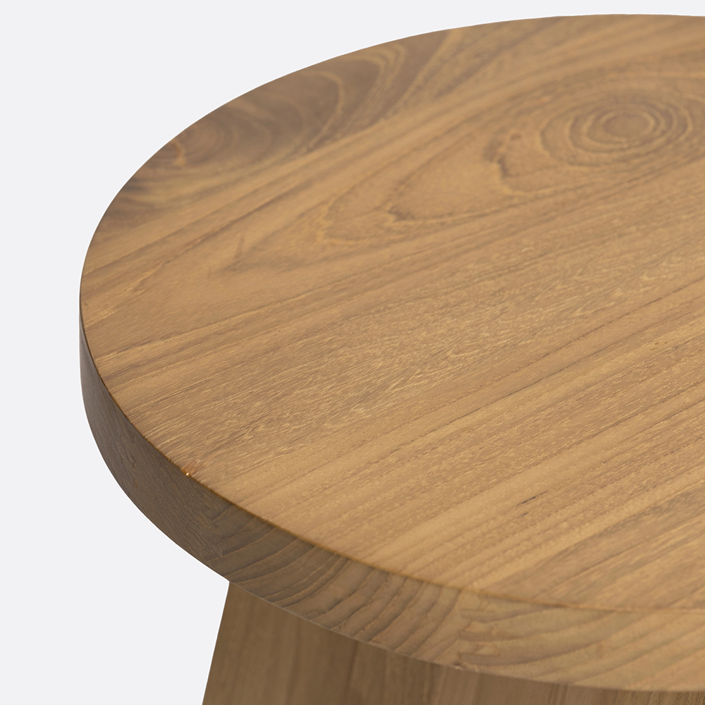 Solid Natural Teak Wood Round Side Table Furniture Decor Algarve Oliveira Tavira Shop