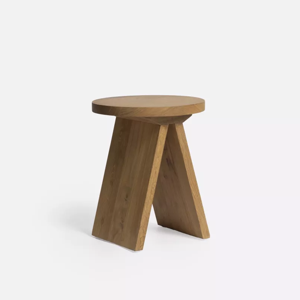 Solid Natural Teak Wood Round Side Table Furniture Decor Algarve Oliveira Tavira Shop
