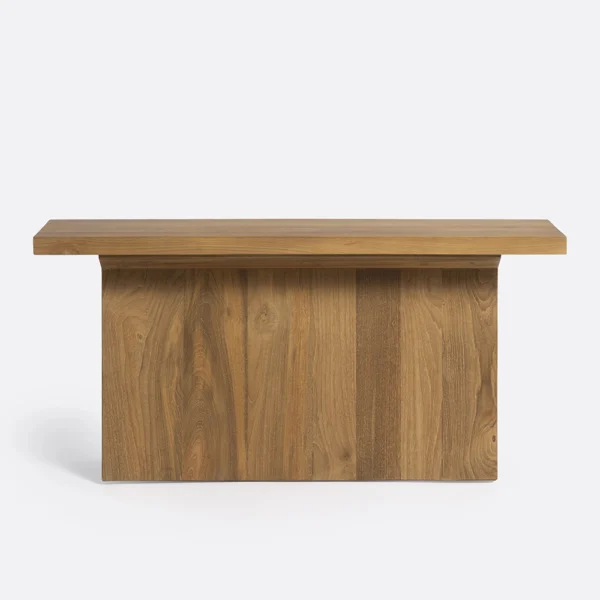 Solid Natural Teak Wood Slim Side Table Furniture Decor Algarve Oliveira Tavira Shop