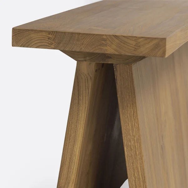 Solid Natural Teak Wood Slim Side Table Furniture Decor Algarve Oliveira Tavira Shop