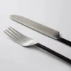 Four Piece Silver Stainless Steel Cutlery Set with Matt Black Handles furniture homeware shop algarve