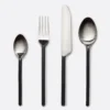 Four Piece Silver Stainless Steel Cutlery Set with Matt Black Handles furniture homeware shop algarve