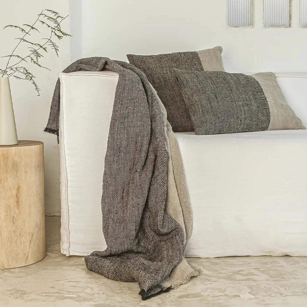 Natural Linen Throw Cushion Textile Oliveira Furniture Decor Tavira Algarve Shop Interior Design