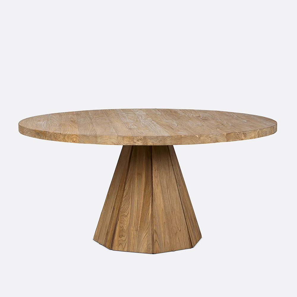 Solid Teak Wood Round Dining Table Oliveira Furniture Decor Tavira Algarve Shop Interior Design