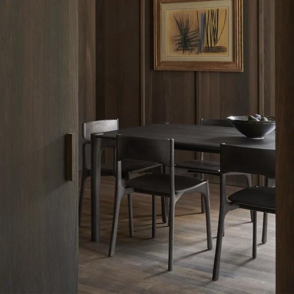 Refined Solid Oak and Teak Wood Dining Armchair - Available in Two Materials and Armrests - Image 8