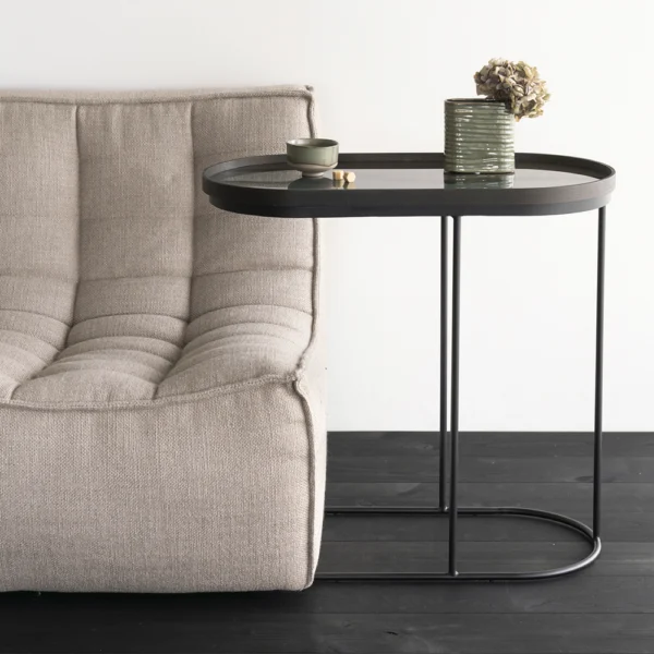 Elegant Black Teak and Metal Tray Side Table - Available in Three Shapes - Image 8