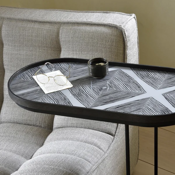 Elegant Black Teak and Metal Tray Side Table - Available in Three Shapes - Image 9