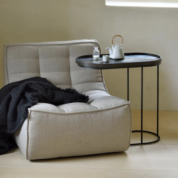 Elegant Black Teak and Metal Tray Side Table - Available in Three Shapes - Image 6