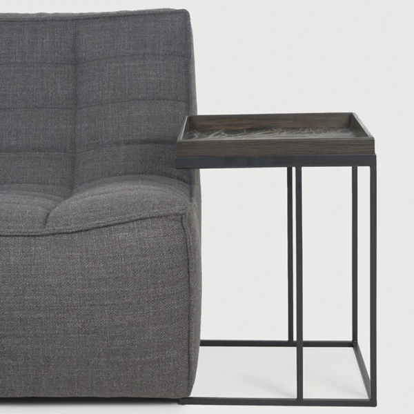 Elegant Black Teak and Metal Tray Side Table - Available in Three Shapes - Image 4